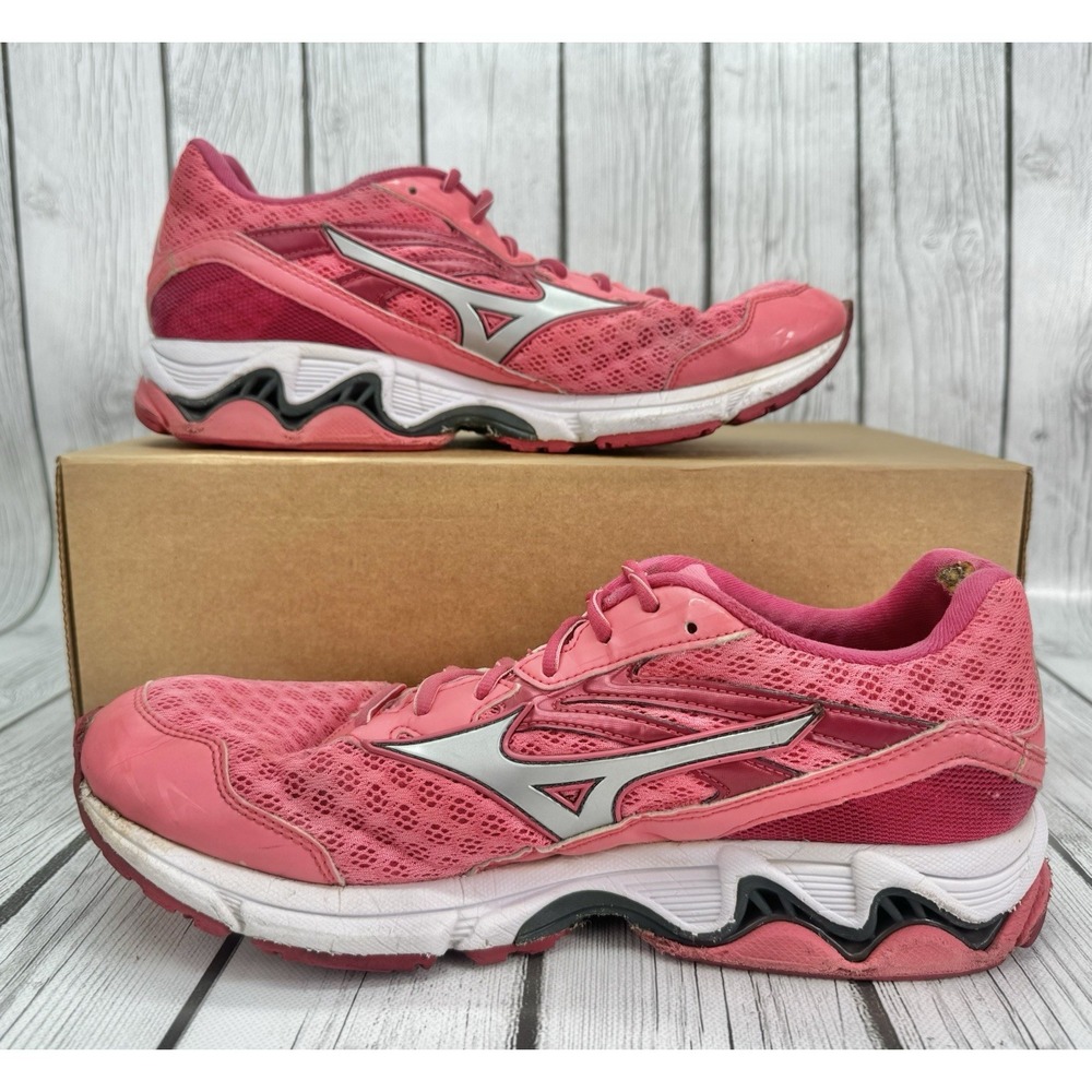 Mizuno‎ Wave Rider 18 Pink Silver Women's Size 10.5 UK 8 Running Shoes GD164407